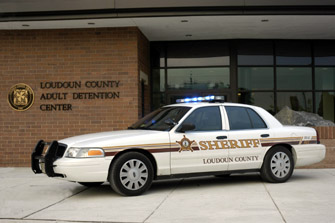 A new Sheriff's patrol vehicle outside the entrance to the new Adult Detention Center, scheduled to open in 2007
